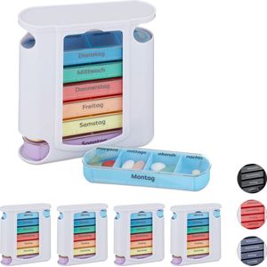 5x - Pillendoos - 7 Dagen - Multicolor - 4 Vakken per Doosje