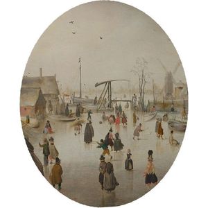 IJsvermaak, Hendrick Avercamp - Foto op Behangcirkel - ⌀ 80 cm