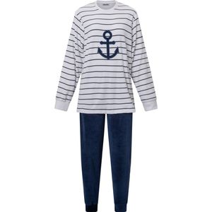 Lunatex - warme dames pyjama 124177 - velours - wit - maat M