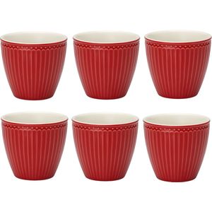Set van 6x Stuks Beker (latte cup) GreenGate Alice rood 300 ml - Ø 10 cm