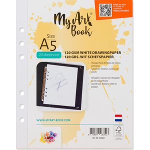 MyArt®Book schetspapier 120 g/m2 wit papier – formaat A5 - set van 20 vel