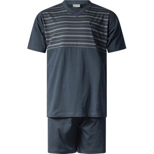 Gentlemen - heren shortama - korte pyjamaset - 100% katoen - V-hals - navy/green - maat M