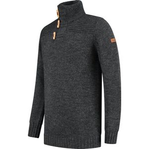 Travelin' Jumper Orsa - Heren trui winter - Mock neck - Donkergrijs - Maat M