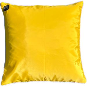 Warmpi® Outdoor Draadloos Warmtekussen incl Warmpi® Powerbank (10.000mah) - Geel met witte rand - Waterafstotend en UV-bestendig - 3 warmtestanden - Voor buiten en binnen - Afmeting 45x45 cm