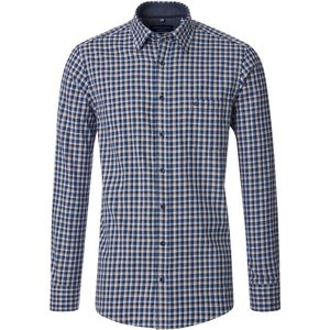 CASA MODA - Sport Comfort Fit - Flanel Overhemd - Blauw Geruit - Strijkvriendelijk
