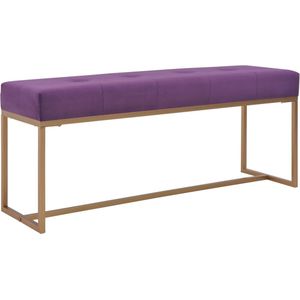 Bankje - fluweel paars - ijzeren frame goud - fluwelen stof - modern - met knopen - knoopjes - comfortabel - duurzaam -  elegant - 120 x 36 x 51 cm (B x D x H)