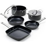 ISENVI Murray Super Combi Grill - Pannenset 5 delig - RVS grepen - Antraciet - Keramisch - 100% PFAS, PTFE en PFOA vrij - 100% duurzaam - Unieke Antiaanbaklaag - Non-stick bodem - Vaatwasbestendig - Geschikt voor alle warmtebronnen inclusief inductie