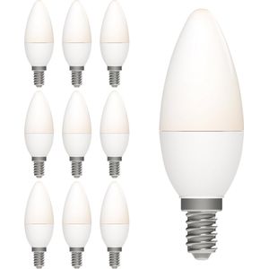Voordeelverpakking LED Kaarslampjes met kleine E14 fitting - Mat - Warm wit - 10 lampen