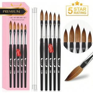 GUAPÀ® Acryl Penselen Set | 5 pcs Acrylic Brushes | Nagel Penselen | Nail Art penselen | Nail Brush | Nepnagels | Acrylic Nails | Acryl Poeder | Acryl Liquid | Acryl Brushes | Acryl Forms | 5 Pcs Nagel Acryl Penselen Zwart