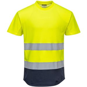 Portwest Tweekleurig Mesh T-shirt C395 - Geel/Marine - L