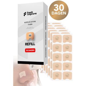 Fresh improve® - Refill Pack Neusstrips - Plakkers Magnetische Neusstrips - Neuspleisters - Magnetische Applicatortabs -Navulling voor Magnetische Neusspreider - Neusstrip Plakkertjes - 60 Stuks (30 Dagen) – Duurzaam, Hygiënisch & Sterke Hechting