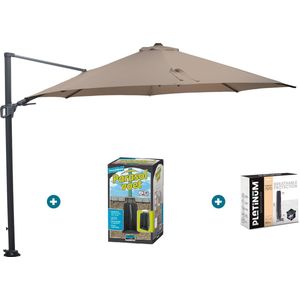 GI Hawaii zweefparasol 350 cm. - Taupe - met ingraafvoet en hoes