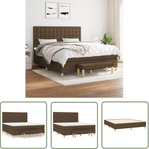 The Living Store Boxspringbed - Luxe Donkerbruin - 203x180x118/128 cm - Pocketvering Matras - Middelharde Ondersteuning - Huidvriendelijk Topmatras - Inclusief Bankje - The Living Store