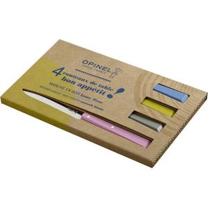 Opinel N°125 Bon Appétit Campagne Tafelmessenset - 4-delig - Multicolor - Beukenhout - RVS - Bestek - Steakmes