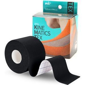 SPOL Kinematics Tex Kinesiotape Sporttape - Fysiotape - Kinesiology - Latexvrij - 1 Rol - 5 cm x 5 Meter - Zwart