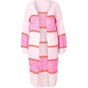 Angel of Style - Dames - Vest lang neon strepen open - Off-white - Maat 46+