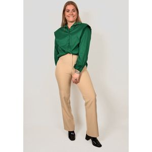 Lize pantalon | Broek dames | Chique | Pantalon | Hoge taille | Flared | Kleur Beige | Maat L