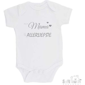 100% katoenen Romper ""Mijn mama is de allerliefste"" Moederdag Unisex Katoen Wit/grijs Maat 68/74