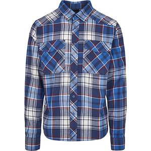 Flanel Checked Overhemd met borstzakken Navy/Red - S