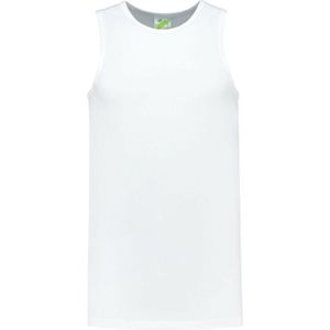 Lemon & Soda Sport singlet voor heren - wit - mouwloos shirtje - katoen/elastaan - ademend M (50)