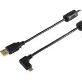 USB Micro B haaks naar USB-A kabel - USB2.0 - tot 2A / zwart - 1 meter