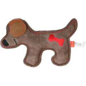 Tiny Doodles Doggy - Doodles Puppy - Hondenspeelgoed - Honden speeltje met piep - Bruin - 17 cm