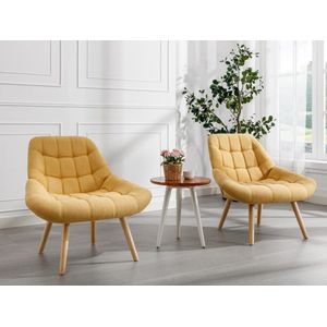 Fauteuil van mosterdgele stof LUOSTO L 87 cm x H 83 cm x D 79 cm