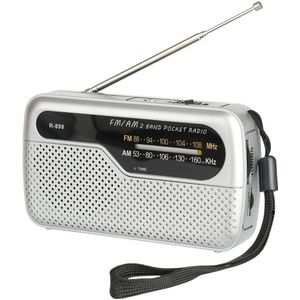 Noodradio - Draagbare Noodradio - AM/FM - Noodradio Op Batterijen - Draagbare Radio - Zakradio - Koptelefoonaansluiting - Voor Rampen - Voor Camping - Zilver