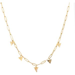 Go Dutch Label Ketting Schakel Driehoek Stenen Wit Goud N1345-2