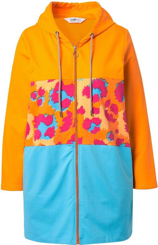 Angel of Style Angel of Style - Dames - lange sweatjas A-lijn luipaardstrepen - Licht turquoise - Maat 42