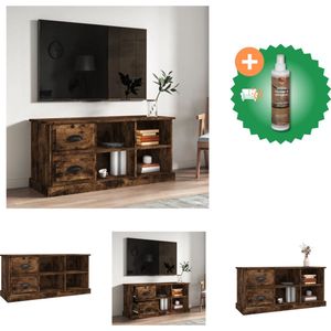 vidaXL Tv-meubel 102x35-5x47-5 cm bewerkt hout gerookt eikenkleurig - Kast - Inclusief Houtreiniger en verfrisser
