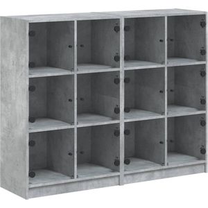 vidaXL-Boekenkast-met-deuren-136x37x109-cm-bewerkt-hout-betongrijs
