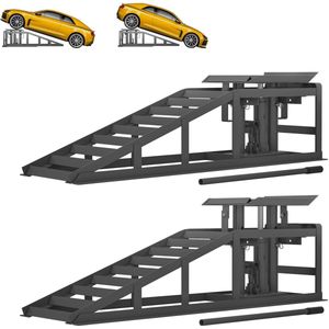2-delige stalen oprijrampen voor auto's, autoreparatiegereedschap, autolift, hydraulische krik, verstelbare helling, draagvermogen 2000 kg