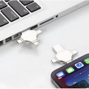 BRU 4-in-1 multi-functioneel USB-stick 3.0 Flashdrive Voor Windows/iOS/Android - Extern Geheugen - 32 GB