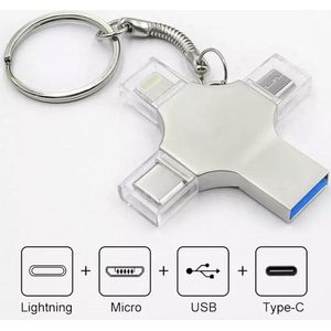 Bru USB Flashdrive - 4-in-1 USB Multi Functioneel Flashdrive - Compatibel met iOS, Android en PC - Extern Geheugen - Extra opslagruimte voor uw multimedia - 32 GB