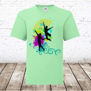 Meisjes t-shirt dance mint -Fruit of the Loom-98/104-t-shirts meisjes