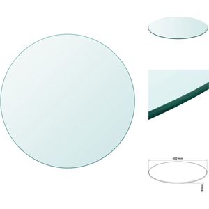 vidaXL Tafelblad Gehard Glas - 600 mm Diameter - 8 mm Dikte - Transparant - Tafelonderdeel