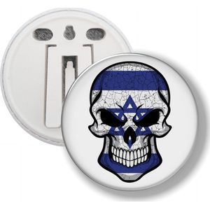 Button Met Clip - Schedel Vlag Israel