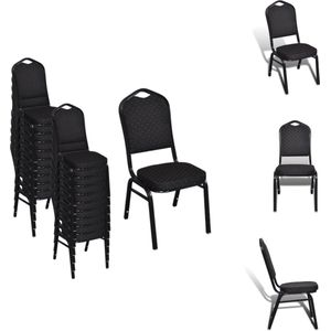 vidaXL Eetkamerstoelen Stapelbaar Multiplex/IJzer - 40x41x88 cm - Zwart - Eetkamerstoel