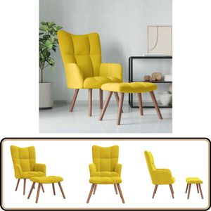 vidaXL Relaxstoel met voetenbank - Fluweel - Mosterdgeel Relaxfauteuil - Lounge Stoel - Fluweel Stoel - Mustard Geel - Voetenbank