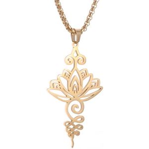 Ketting - Goud - Lotusbloem Unalome Symbool - Lengte ca 50 cm