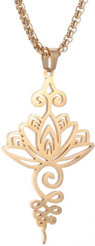 Ketting - Goud - Lotusbloem Unalome Symbool - Lengte ca 50 cm
