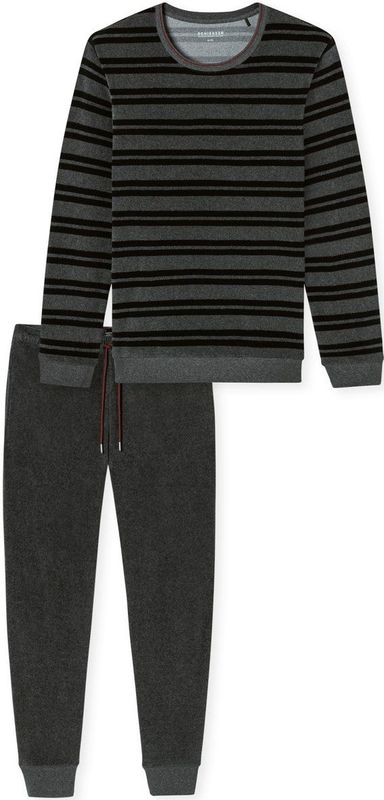 Schiesser - Casual Nightwear - Heren Pyjama - Donkergrijs - Badstof