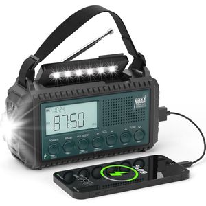 Digitale Weer Radio met Solar & Hand Crank - Draagbare Emergency Radio met AM/FM en Kortgolf
