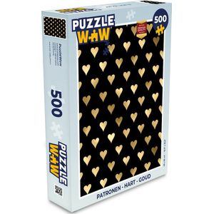 Puzzel Patronen - Hart - Goud - Legpuzzel - Puzzel 500 stukjes