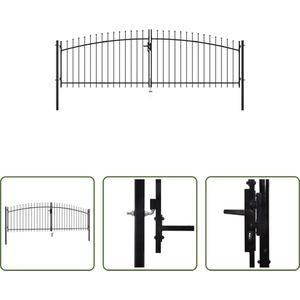 The Living Store Tuinpoort - Staal - Zwart - 150cm x 400cm - Speerpunten