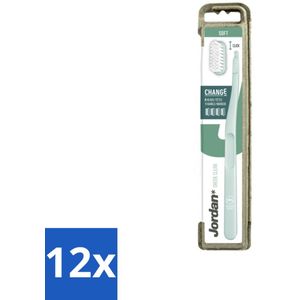 12 x Jordan - Tandenborstel - Green Change - Soft - 4 Opzetborstels & 1 Houder - Duurzame Tandenborstel - Tandenborstel Met Verwisselbare Kop - Zachte Tandenborstel - Tandenborstel Voor Gevoelig Tandvlees - Milieuvriendelijke Tandenborstel