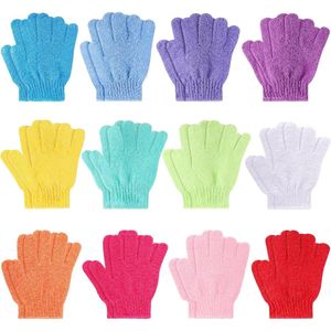 24 stuks douche-exfoliërende handschoenen, hand-exfoliërende handschoenen, bodyscrubber, loofah-washandschoenen voor douche, spa, massage en bodyscrubs, verwijderaar van dode huidcellen, veelkleurig, 1 stuk (verpakking van 24)
