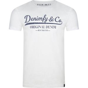 DENIMFY Heren T-Shirt DFNuri regular fit Wit S Ronde Hals Volwassenen