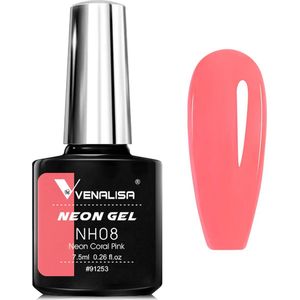 Venalisa UV Gellak Perzik - Neon - 7.5 ml - Gellak Neon - Gellac Neon - Gellak Neon Perzik - Roze Gellak - Gellak Fluo - Gellak Fluoriserend - Gellak Felle Kleuren - Gellak Peach - Gellak Kleuren - Venalisa Gellak - Gellak Nagellak